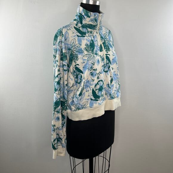 Fabletics Crop Sweatshirt Cotton Floral Year Round Terry Half Zip Medium M - Picture 3 of 7